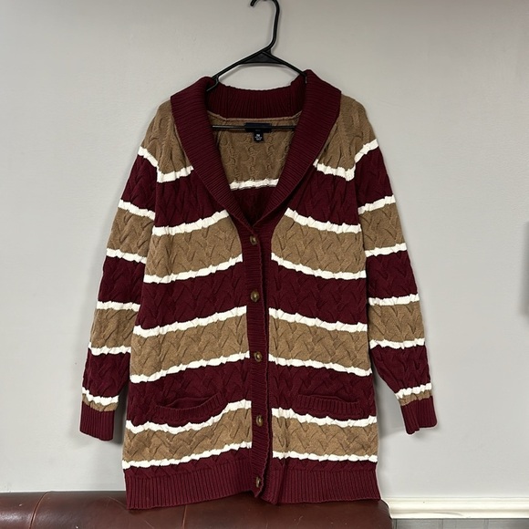 Lands' End Women's Heavy Cotton Cable Drifter Shawl Collar Cardigan Sweater, 2X - Picture 1 of 9